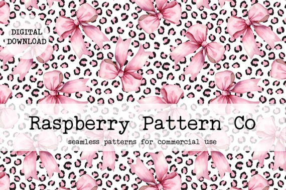 Pink Leopard Coquette Bow Seamless File, Preppy Leopard Bow seamless, Shabby Chic Bow seamless,Trendy Coquette Bow seamless,Cheetah seamless