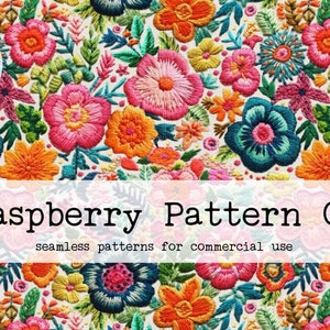 Embroidery Seamless File, Mexican Floral Embroidery seamless, Cottage Core boho seamless, Floral embroidery seamless pattern,daisy seamless