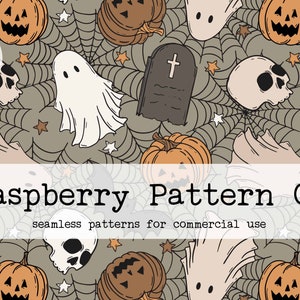 Love Halloween Seamless Pattern, Stay Spooky Halloween seamless, Ghost bat skull pumpkin seamless, Happy Halloween seamless, Gender neutral