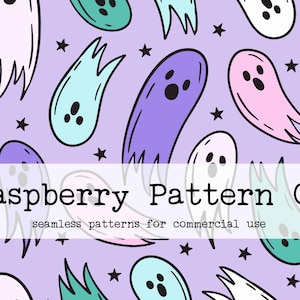 Spooky Cute Ghosts Halloween Seamless Pattern File, Pastel Halloween seamless, bat skull pumpkin seamless, Creepy Cute Halloween seamless,