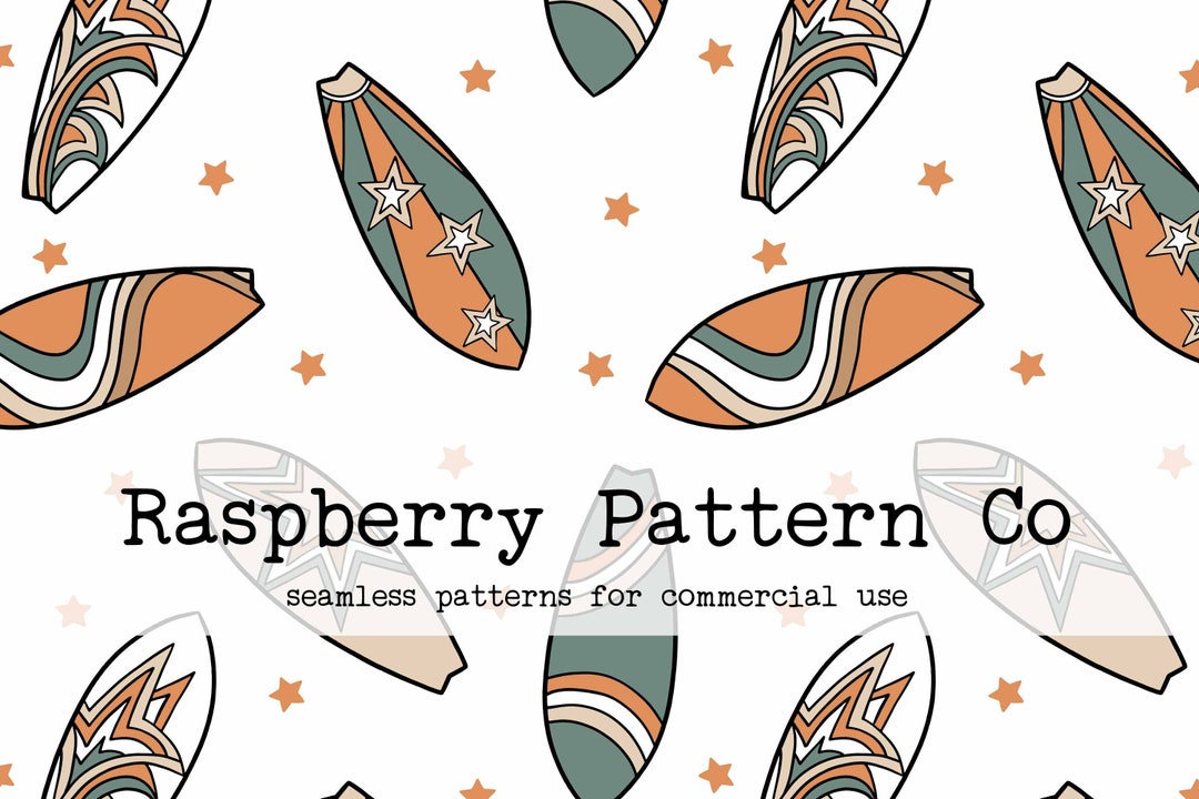 Retro Surfboards Gender Neutral Seamless Pattern for Commercial Use ...