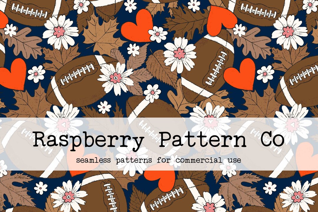 Football Fall Floral Neutral Seamless File for Commercial Use, American ...