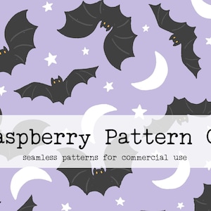 Halloween Bats seamless pattern, Spooky Halloween Night seamless, moon and stars seamless, gender neutral cute halloween seamless pattern