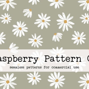 Cottage Core Vintage Daisy Floral Sage Seamless Pattern, Boho Floral seamless repeat pattern, Daisy Floral seamless, retro floral seamless