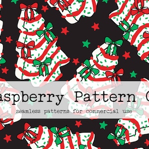 Coquette Christmas Tree Cakes seamless pattern, Debbie Cakes seamless, Christmas Desserts seamless, Cute Christmas Sweets,Coquette Christmas