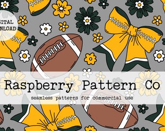 Coquette Football Seamless File, Football Team seamless pattern, Coquette Fall seamless,Fall Bows seamless,Coquette Sport Bows seamless file