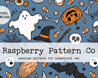 Love Halloween Seamless Pattern File, Gender Neutral Halloween seamless, bat skull pumpkin seamless, Spooky Creepy Cute Halloween seamless,