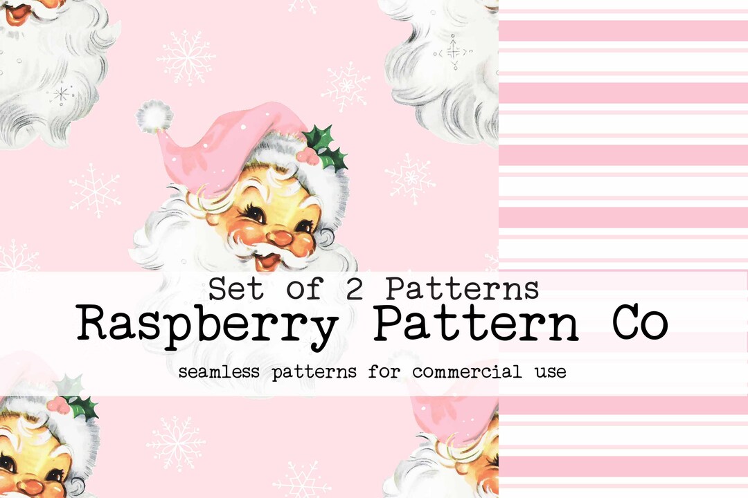 Vintage Retro Pink Watercolor Santa Seamless Pattern, Pink Christmas ...