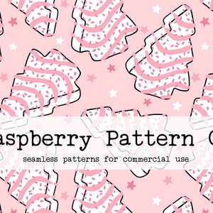 Christmas Tree Cakes seamless pattern file, Pink Debbie Cakes seamless, Pink Christmas seamless, Cute Christmas Treats seamless file