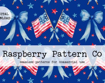 Coquette 4th of July  Seamless File, Patriotic America digital paper,Coquette Flags USA seamless,Stars and Stripes,Grand Millennial seamless