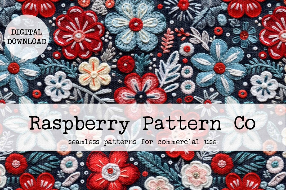 Embroidery Seamless File, 4th of July Seamless, Patriotic Floral Felt ...
