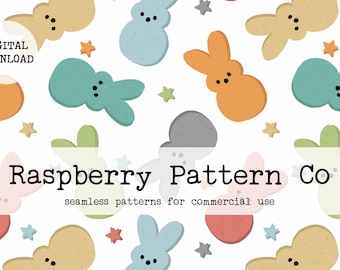Marshmallow Bunnies pastel naadloos patroon, genderneutraal Pasen naadloos, schattig konijn naadloos, paaslekkernijen naadloos, lente naadloos