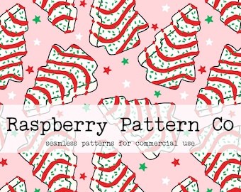 Christmas Tree Cakes seamless pattern file,Debbie Cakes seamless,Christmas Desserts seamless,Cute Christmas Sweets seamless,Christmas treats