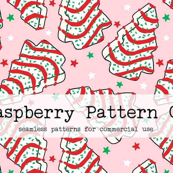 Christmas Tree Cakes seamless pattern file,Debbie Cakes seamless,Christmas Desserts seamless,Cute Christmas Sweets seamless,Christmas treats