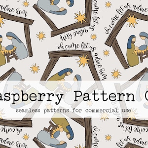 Nativity Baby Jesus Neutral Boho Seamless Pattern,Joseph and Mary Christmas Seamless,Silent night,Oh Come Let Us Adore Him,Star of Bethlehem
