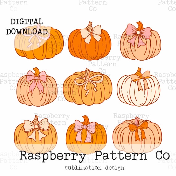 Coquette Pumpkin PNG, Halloween Coquette PNG, Fall Bow PNG, Coquette Fall Pumpkins png, Coquette Jack O Lantern png, Trick or Treat png