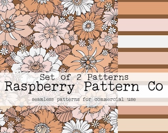 Retro Herbst Blumen Boho Neutrales nahtloses Muster für kommerzielle Nutzung, Vintage handgezeichnete florale botanische nahtlose Datei, Herbstblumen nahtlos