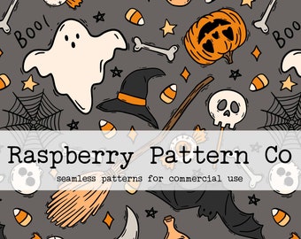 Love Halloween Seamless Pattern File, Gender Neutral Halloween seamless, bat skull pumpkin seamless, Spooky Creepy Cute Halloween seamless,