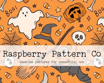 Love Halloween Seamless Pattern File, Gender Neutral Halloween seamless, bat skull pumpkin seamless, Spooky Creepy Cute Halloween seamless,