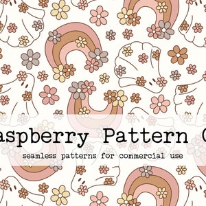 Cute Halloween Fall Neutral Cute Retro Boho Seamless Pattern for Commercial Use, seamless repeat pattern, Halloween, Boho ghost seamless