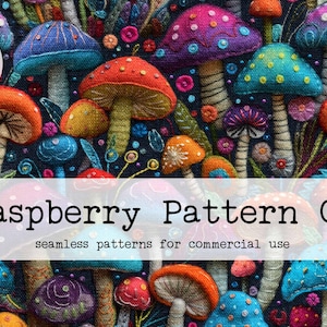 Embroidery Seamless File, Felt Mushroom seamless, Rainbow Mushroom embroidery seamless pattern, rainbow floral embroidery seamless