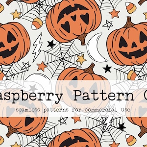 Jack O Lantern Seamless Pattern, Halloween pumpkins seamless pattern file, Cute Halloween seamless, Spooky Cute Pumpkin seamless,Creepy Cute