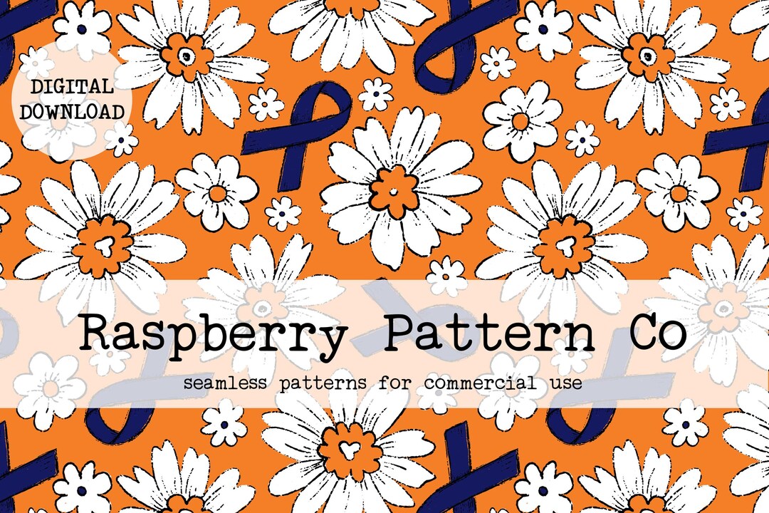 MND Awareness Ribbon Floral Seamless Pattern, Motor Neurone Disease ...