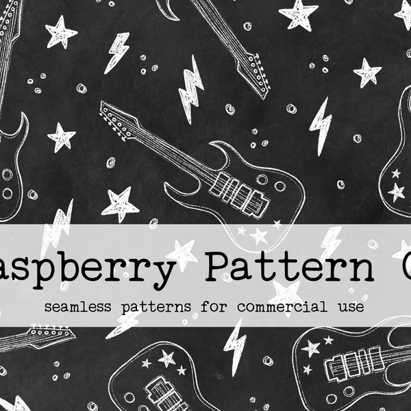 Rock Guitars Music Gender Neutral Seamless Pattern for Commercial Use, Guitar Instrument seamless repeat pattern, musician seamless file