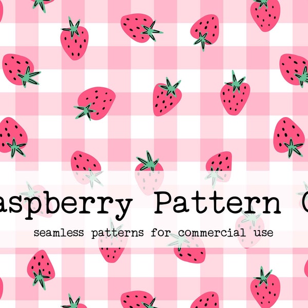 Cottage Core Summer Berries Retro Seamless Pattern 60s Boho for Commercial Use, Strawberry Seamless Pattern, Seamless Repeat Pattern