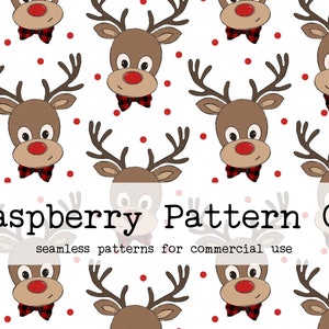 Patrón sin costuras de reno navideño para uso comercial, patrón de repetición sin costuras de Navidad, archivo sin costuras de Santa, reno png