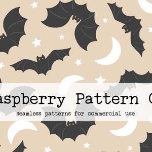 Halloween Bats seamless pattern, Spooky Halloween Night seamless, moon and stars seamless, gender neutral cute halloween seamless pattern