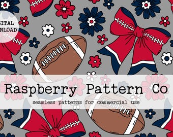 Coquette Football Seamless File, Football Team seamless pattern, Coquette Fall seamless,Fall Bows seamless,Coquette Sport Bows seamless file