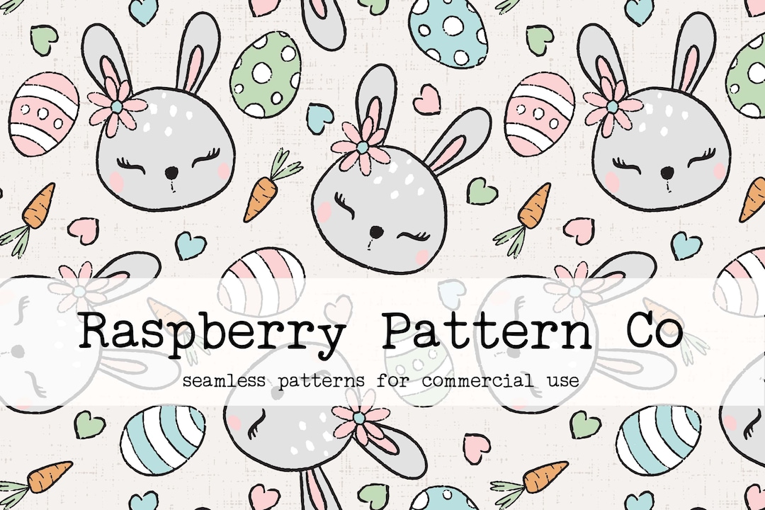 Easter Bunny Girl Neutral Seamless Pattern Boho Neutral for Commercial ...