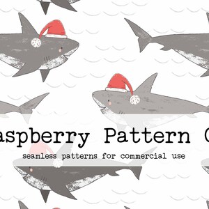 Christmas Shark Seamless Pattern File, Christmas seamless repeat pattern, Santa seamless file, Gender Neutral Christmas seamless, santa jaws