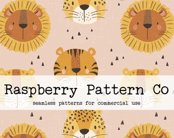 Safari Katzen Kinder Boho Gender Neutral nahtlose Muster für kommerzielle Nutzung, Löwe nahtlos, Leopard nahtlose Datei, Gepard nahtlose Muster