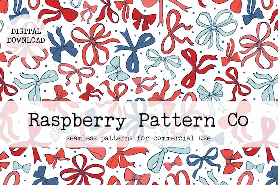 Coquette 4th of July seamless,Coquette Bow seamless,Coquette Patriotic Bow seamless,Bow Heart PNG,Red White Blue Bow seamless,Fourth of July