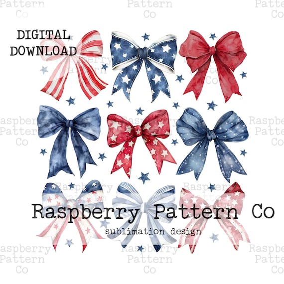 Coquette 4th of July Bows PNG, America PNG,American Cowgirl PNG,Coquette Cowgirl png,Coquette Red White Blue png,Coquette Fourth of July png
