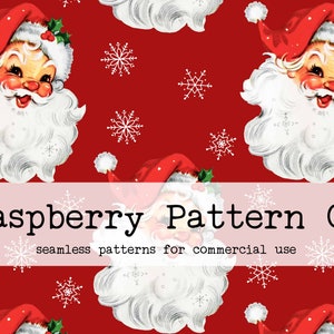 Vintage Retro Red Watercolor Santa Seamless Pattern, Vintage Christmas seamless repeat pattern, Retro Santa Christmas seamless file
