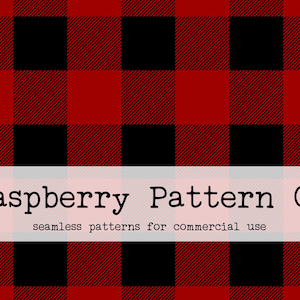 May include: Red and black plaid pattern, seamless repeat. Raspberry Pattern Co. seamless patterns for commercial use.