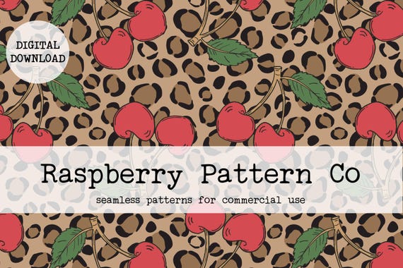 Cherries on Leopard Print Seamless File, Valentine Cherries seamless, Coquette Cherry PNG, Cheetah Print seamless