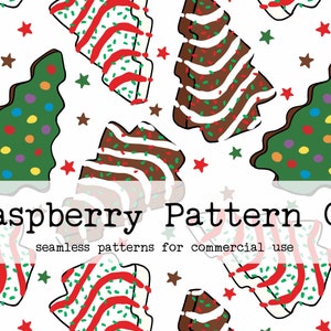 Christmas Tree Cakes seamless pattern file, Christmas Cakes seamless, Christmas Desserts seamless, Cute Christmas Sweets seamless