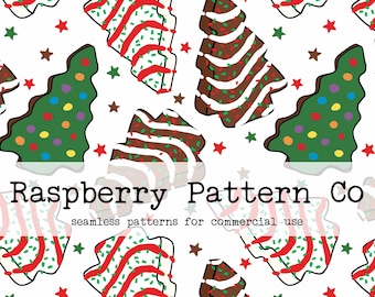 Patrón sin costuras de tortas de árbol de Navidad, tortas de Navidad sin costuras, postres navideños sin costuras, lindos dulces navideños sin costuras