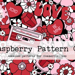 Love Valentine&#39;s Day Seamless Pattern File, Heart seamless repeat pattern, Heart Cakes seamless,Valentines day seamless,conversation hearts