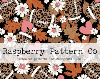 Leopard Football Fall Floral Seamless File for Commercial Use, football seamless pattern, sports seamless pattern, fall seamless