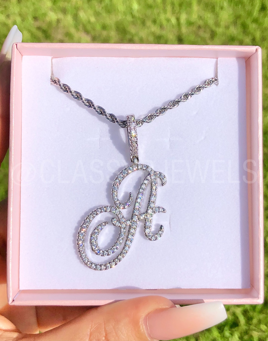 Cursive Letter Pendant, Cursive Initial Necklace, Initial Necklace ...