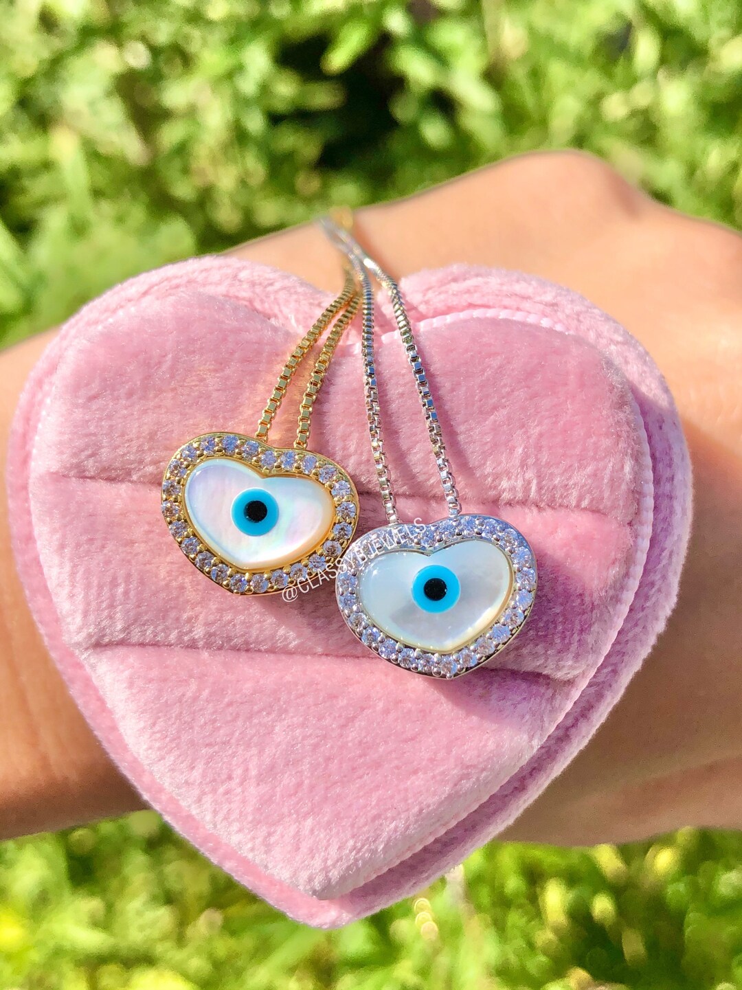 Evil Eye Necklace Heart Evil Eye Necklace Protection Etsy