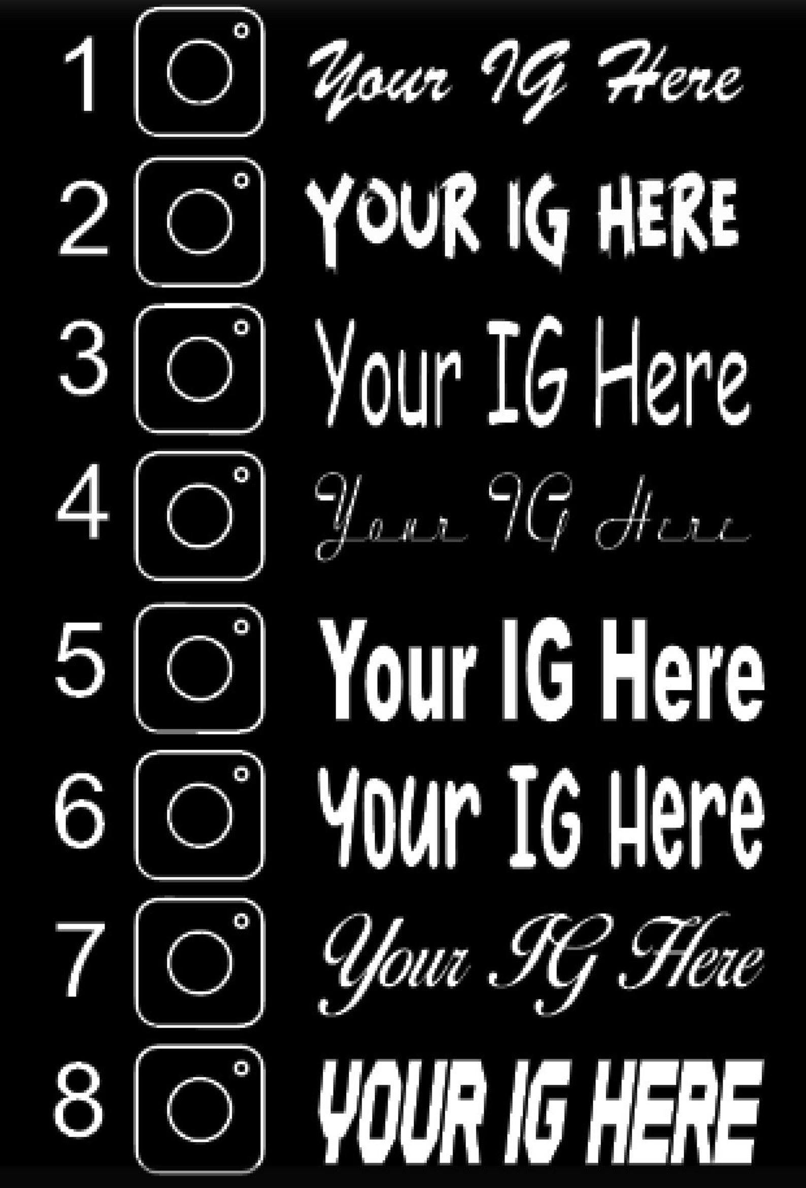 Custom IG Name Vinyl Decal Personalized IG Username Sticker Vinyl