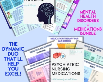 Mental Health Disorders + Medications Bundle for nursing students + Worksheets included!