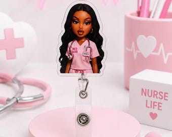 Pink Bratz Badge Reel | Pink Badge Holder | Bratz Badge Reel | Cute Healthcare Worker Gift | Retractable ID Holder