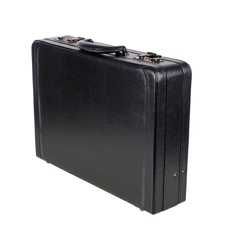 Deluxe Faux Leather Expandable Executive Attache Case Briefcase Black AR Premium image 6